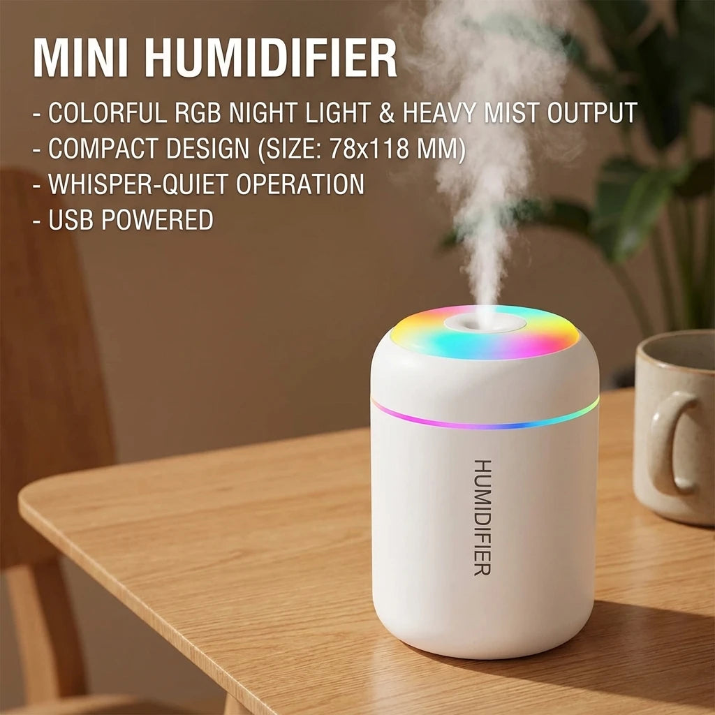 USB Air Humidifier LED Desktop Cool Mist Sprayer